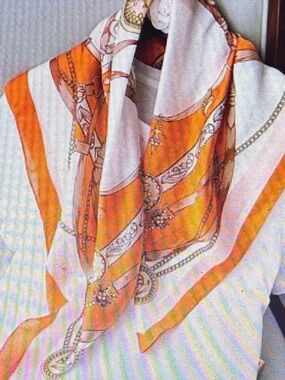 New Stylish  Orange Faux Silk Square Scarf/Bandana